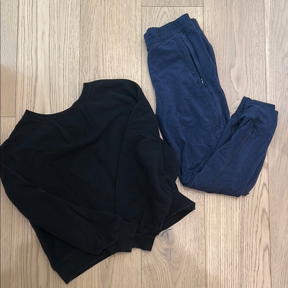 Black Sweatshirt and Blue Joggers Set